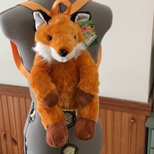 NWT Orange and White Stuffed Fox Backpack